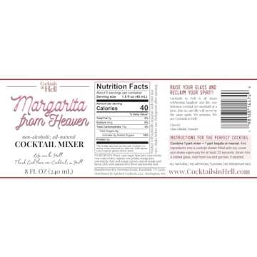 Margarita From Heaven Cocktails in Hell All-Natural Premium Cocktail Mixer | Non-Alcoholic, Gluten-F...