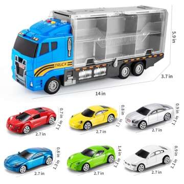 TEMI Transport Cars Carrier Set Toys w/Play Mat & Die-cast Vehicles
