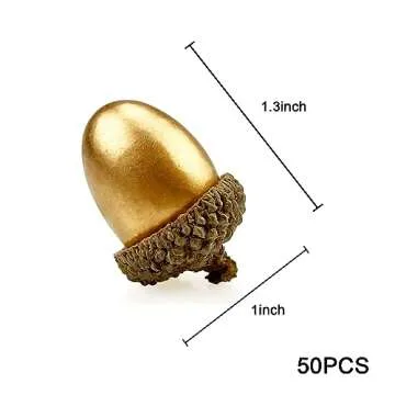 Lorigun 50 Pcs Artificial Acorns Golden Acorn with Natural Acorn Cap Fake Acorn for Decoration Home ...