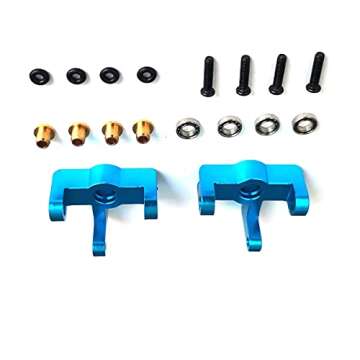 DEVMO 2pak RC Hub Carrier, RC Metal Steering Hub Carrier Knuckle Left/Right Compatible with W-ltoys 1/14 144001 RC Car(Blue)