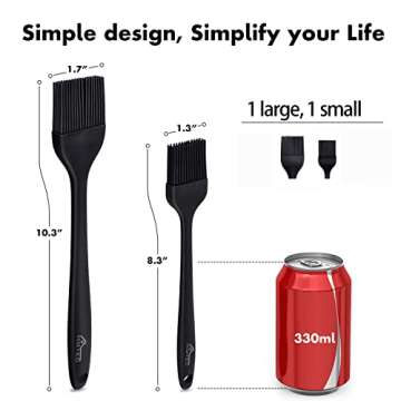 HOTEC Basting Brushes Silicone Heat Resistant Pastry Brushes Spread Oil Butter Sauce Marinades for B...