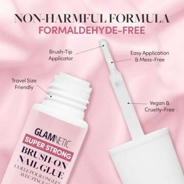 Glamnetic Press On Nails & Glue - Black Short Almond