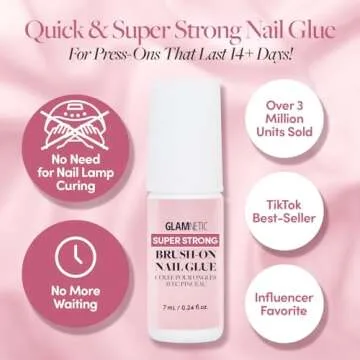 Glamnetic Press On Nails & Glue - Black Short Almond