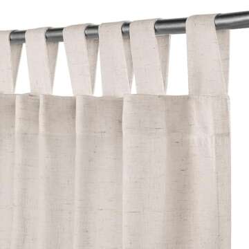FantasDecor Linen Sheer Curtains 108 inch Length 2 Panels Tab Top for Living Room Bedrrom Light Filt...