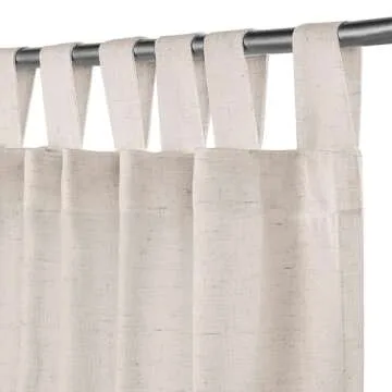 FantasDecor Linen Sheer Curtains 108 inch Length 2 Panels Tab Top for Living Room Bedrrom Light Filt...