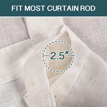 FantasDecor Linen Sheer Curtains 108 inch Length 2 Panels Tab Top for Living Room Bedrrom Light Filtering Window Drapes Neutral Country Rustic Farmhouse Boho Shades, Natural