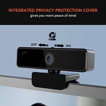 NUROUM V11 2K Webcam for PC, 1080P 60FPS FHD Web Camera with Microphone&Privacy Cover, 1440P@30fps, 90° Wide-Angle, USB Plug&Play for Mac/Laptop/Desktop/Computer, for Zoom/Teams/Webex/Google Meet
