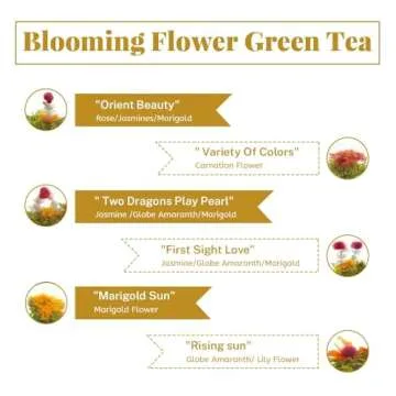 LWXLJMJZC－12 Unique Varieties Blooming Green Tea Ball | Jasmine Flowering Tea | Individual Pack with Flowers－Gifts For Tea Lovers