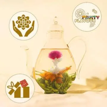 LWXLJMJZC－12 Unique Varieties Blooming Green Tea Ball | Jasmine Flowering Tea | Individual Pack with Flowers－Gifts For Tea Lovers