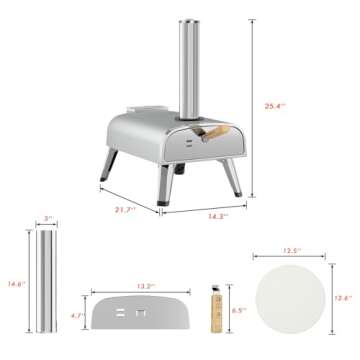 aidpiza Outdoor Pizza Oven 12" Wood Pellet Pizza ovens With Rotatable Round Pizza Stone Portable Woo...