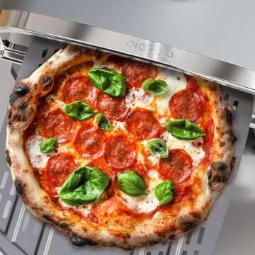 aidpiza Outdoor Pizza Oven 12" Wood Pellet Pizza ovens With Rotatable Round Pizza Stone Portable Wood Fired with Built-in Thermometer Pizza Stove for Outside Backyard Camping Picnics (Grey-revolving)