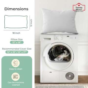 Trendy Home 12x20 Throw Pillow Insert, Cushion Sham Stuffer Hypoallergenic, Lumbar Support Decorative Home Outdoor Couch Bed Pillow Filler (Non Woven)