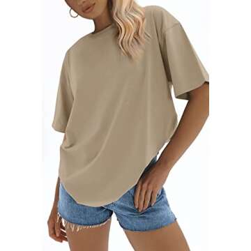 ATHMILE Womens Oversized T Shirts Loose Fit Crewneck Short Sleeve Tops Summer Casual Blouse 2025 Y2K...