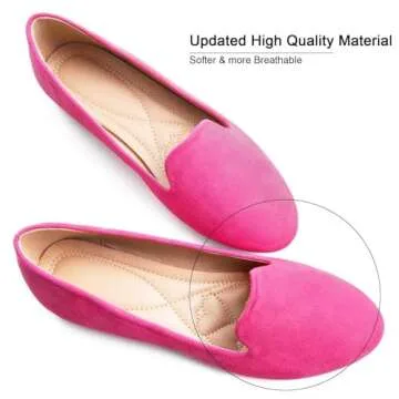 SAILING LU Women Round Toe Flats - Comfortable Vegan Ballet Shoes - Size 8.5 - Rose