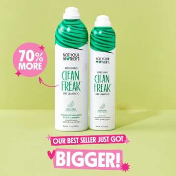 Not Your Mother's Clean Freak Refreshing Jumbo Dry Shampoo (2-Pack) - 12 oz - Instantly Refreshes Ha...