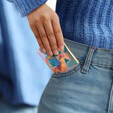 Kacctyen 12 Pcs Holographic Makeup Bag Iridescent Clear Cosmetic Pouch Transparent Pencil Makeup Gift Bag Waterproof Purse Small Holographic Wallet for Women Toiletry Travel(Multi Sizes)