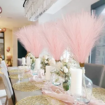 Obbsie 50pcs Pink Faux Pampas Grass for Elegant Decor