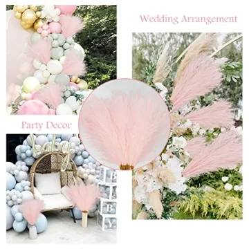Obbsie 50pcs Pink Faux Pampas Grass for Elegant Decor
