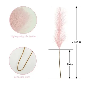 Obbsie 50pcs Pink Faux Pampas Grass for Elegant Decor