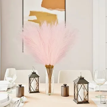 Obbsie 50pcs Pink Faux Pampas Grass for Elegant Decor