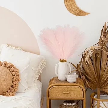 Obbsie 50pcs Pink Faux Pampas Grass for Elegant Decor