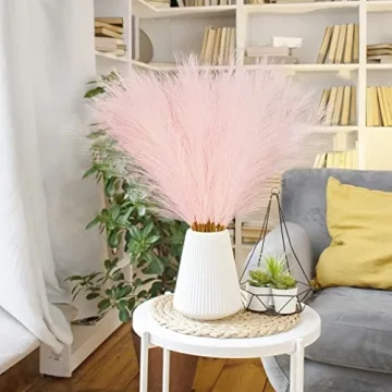 Obbsie 50pcs Pink Faux Pampas Grass for Elegant Decor