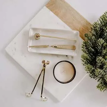 Sweet Water Decor Candle Care Kit | Golden Candle Accessory Set Includes Wick Trimmer, Wick Dipper, and Bell Snuffer Tools with Drawstring Bag for Candle Lovers (Gold)