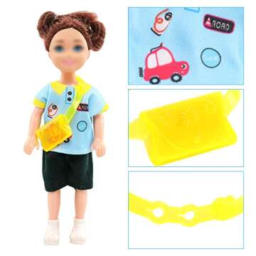 19 Pcs Mini 5 inch Doll Clothes and Accessories Including 4 Sets Fashion Dresses 4 Casual Tops and Pants Outifits 4 Swimsuits with 3 Shoes 2 Glasses 2 and Shoulder Bag for 5-5.3 Inch Dolls