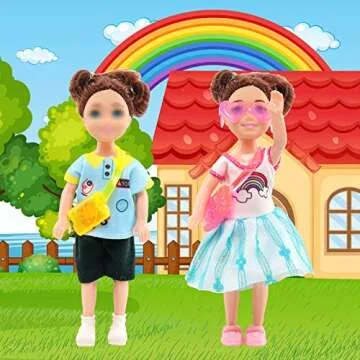 19 Pcs Mini 5 inch Doll Clothes and Accessories Including 4 Sets Fashion Dresses 4 Casual Tops and Pants Outifits 4 Swimsuits with 3 Shoes 2 Glasses 2 and Shoulder Bag for 5-5.3 Inch Dolls