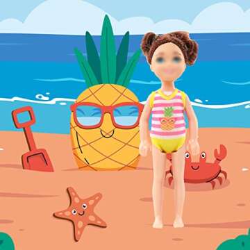 19 Pcs Mini 5 inch Doll Clothes and Accessories Including 4 Sets Fashion Dresses 4 Casual Tops and Pants Outifits 4 Swimsuits with 3 Shoes 2 Glasses 2 and Shoulder Bag for 5-5.3 Inch Dolls