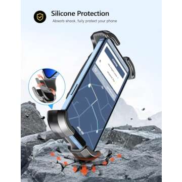 Viccux Motorcycle Phone Mount, Upgrade [Never Fall Off] [0 Shake] Bike Phone Mount, [3s Put & Take] 360° Rotatable Phone Holder for Motorcycle Bike Bicycle Scooter Compatible with Cellphones 4.7-6.8”