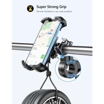 Viccux Motorcycle Phone Mount, Upgrade [Never Fall Off] [0 Shake] Bike Phone Mount, [3s Put & Take] 360° Rotatable Phone Holder for Motorcycle Bike Bicycle Scooter Compatible with Cellphones 4.7-6.8”