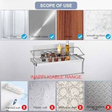 Paper Towel Holder Shelf, 2 in 1 Kitchen Spice Rack with Adhesive Paper Towel Holder for Bathroom, Stainless Steel Paper Towel Holder Self Adhesive No Drilling Paper Towel Rack Basket