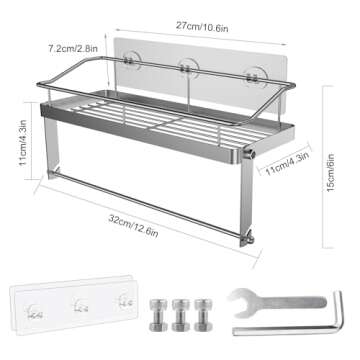Paper Towel Holder Shelf, 2 in 1 Kitchen Spice Rack with Adhesive Paper Towel Holder for Bathroom, Stainless Steel Paper Towel Holder Self Adhesive No Drilling Paper Towel Rack Basket