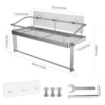 Paper Towel Holder Shelf, 2 in 1 Kitchen Spice Rack with Adhesive Paper Towel Holder for Bathroom, Stainless Steel Paper Towel Holder Self Adhesive No Drilling Paper Towel Rack Basket