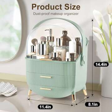 Large Capacity Makeup Organizers with Lid & Drawers for Vanity
