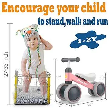 BEKILOLE Baby Balance Bike for 1 Year Old Girl Gifts, 10-24 Month Toddler Balance Bike, 4 Silent Wheels Pre-School First Ride On Toys, 1st Birthday Gifts