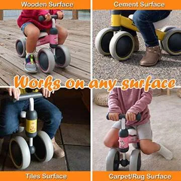 BEKILOLE Baby Balance Bike for 1 Year Old Girl Gifts, 10-24 Month Toddler Balance Bike, 4 Silent Wheels Pre-School First Ride On Toys, 1st Birthday Gifts