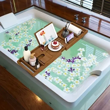 Luxury Expandable Bamboo Bathtub Tray for Relaxation