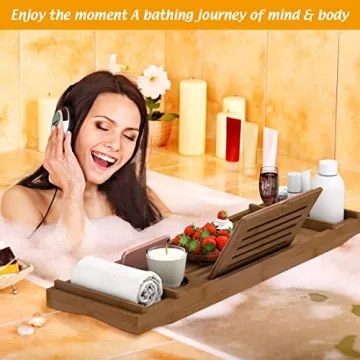 Luxury Expandable Bamboo Bathtub Tray for Relaxation