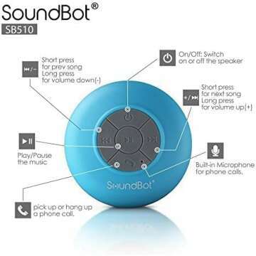 Water Resistant Bluetooth 4.0 Shower Speaker - Blue