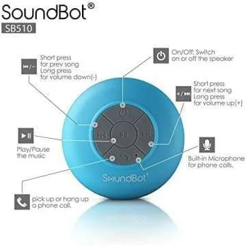 Water Resistant Bluetooth 4.0 Shower Speaker - Blue