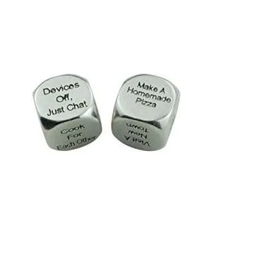 Date Night Dice 2 Metal Dice Gives 36 Possible Date Nights - Great Fun Date Night Idea