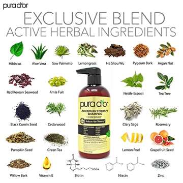 PURA D'OR Advanced Therapy Biotin Shampoo & Conditioner Hair Care Set For Hair Thinning, CLINICALLY ...