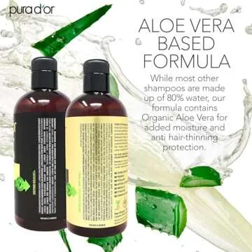 PURA D'OR Advanced Therapy Biotin Shampoo & Conditioner Hair Care Set For Hair Thinning, CLINICALLY TESTED Effective Results, DHT Blocker Hair Thickening Products For Women & Men, 16oz x2