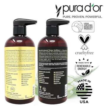 PURA D'OR Advanced Therapy Biotin Shampoo & Conditioner Hair Care Set For Hair Thinning, CLINICALLY TESTED Effective Results, DHT Blocker Hair Thickening Products For Women & Men, 16oz x2