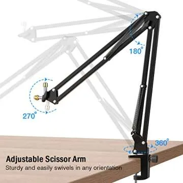 Microphone Arm Stand, FIFINE Suspension Boom Scissor Mic Stand with Heavy Duty Clamp, 3/8" to 5/8" A...