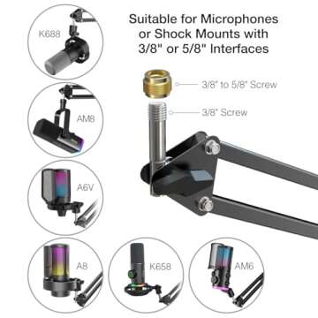 Microphone Arm Stand, FIFINE Suspension Boom Scissor Mic Stand with Heavy Duty Clamp, 3/8" to 5/8" Adapter, for Voice-over, Gaming, Recording, Studio, Home Office (CS1)