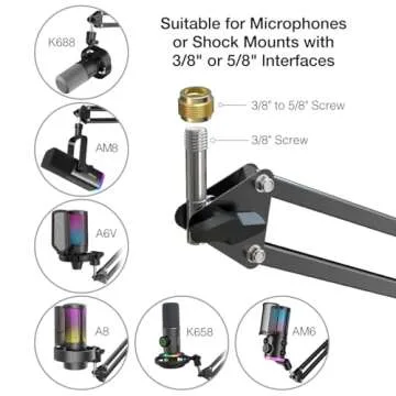 Microphone Arm Stand, FIFINE Suspension Boom Scissor Mic Stand with Heavy Duty Clamp, 3/8" to 5/8" Adapter, for Voice-over, Gaming, Recording, Studio, Home Office (CS1)