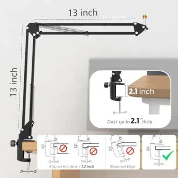 Microphone Arm Stand, FIFINE Suspension Boom Scissor Mic Stand with Heavy Duty Clamp, 3/8" to 5/8" Adapter, for Voice-over, Gaming, Recording, Studio, Home Office (CS1)